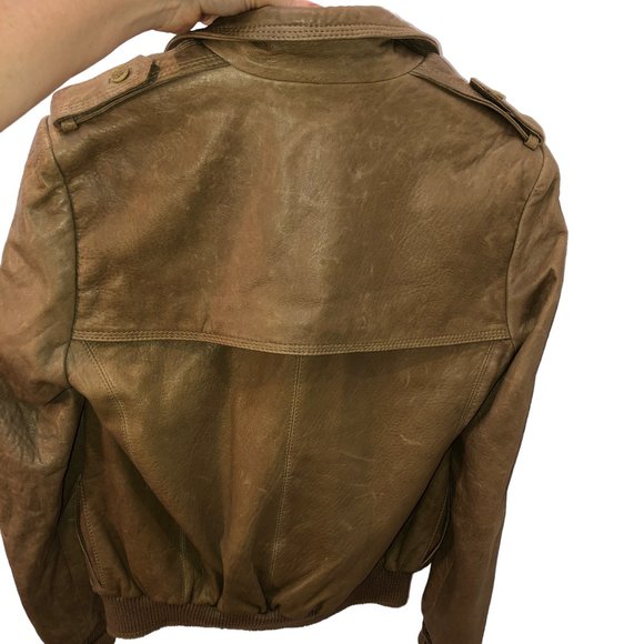 zadig & Voltaire inredible taupe khaki leather bomber jacket S - Picture 3 of 5